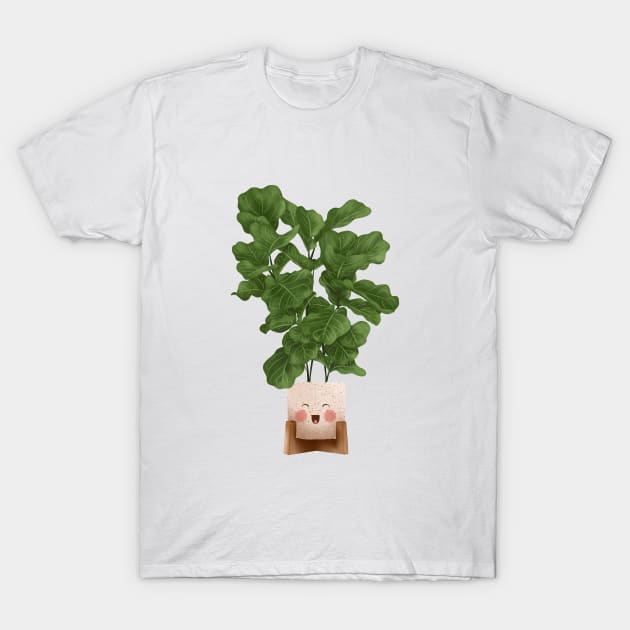 Cute Plant Illustration, Fiddle leaf Fig Illustration 4 T-Shirt by gusstvaraonica